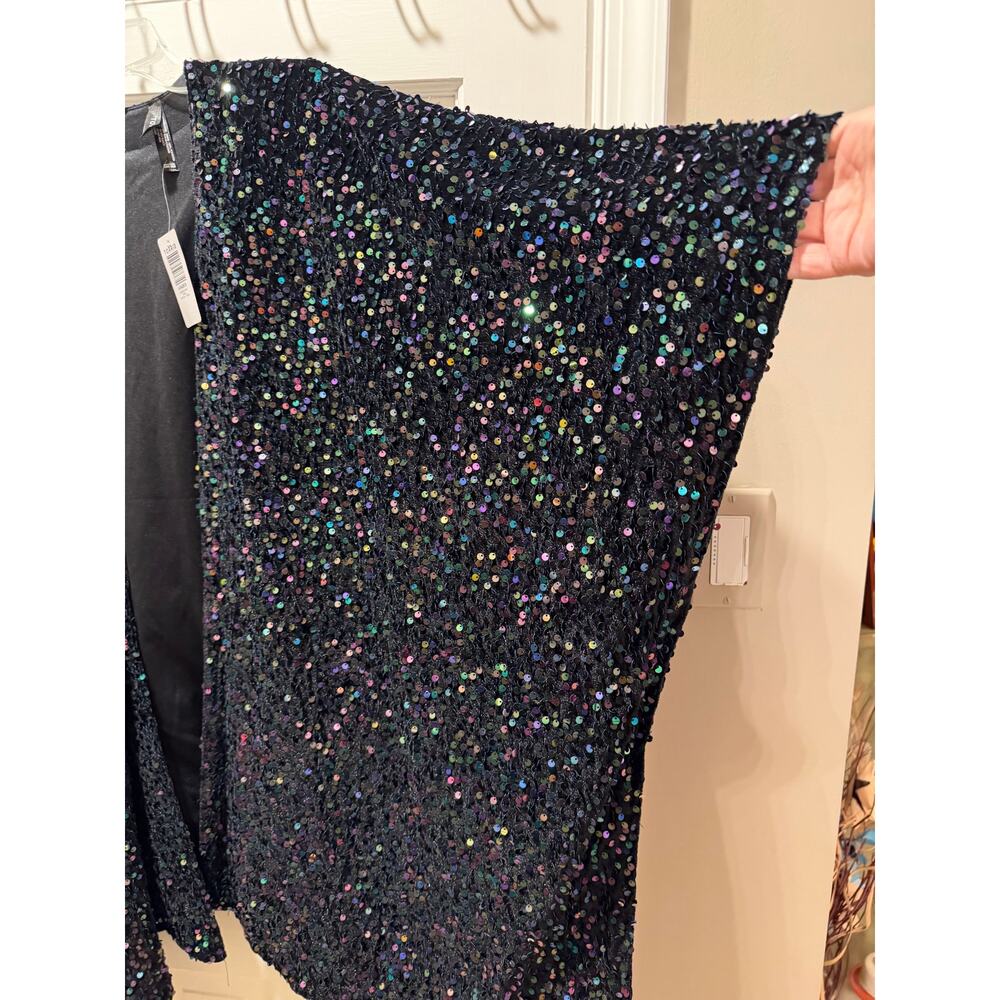 Torrid Black & Iridescent Sequined Open Ruana/Kimono Cover-up Plus Size NWT - Picture 4 of 11